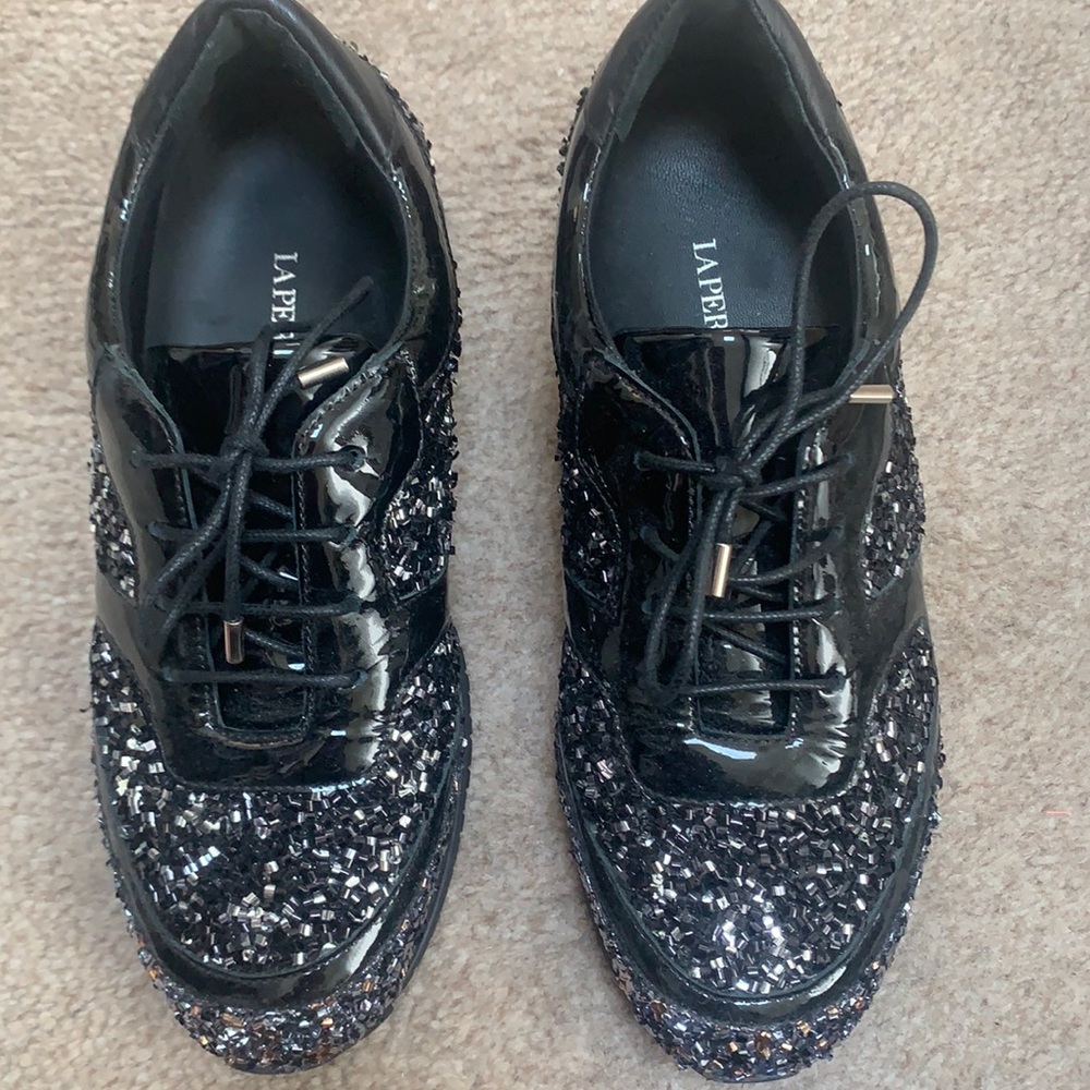 Black sparkly La Perla sneakers. Never worn!